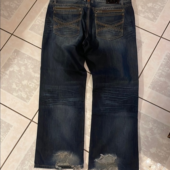 XY XRAY Blue Straight-Leg Jeans with Vintage Fading - Picture 4 of 8
